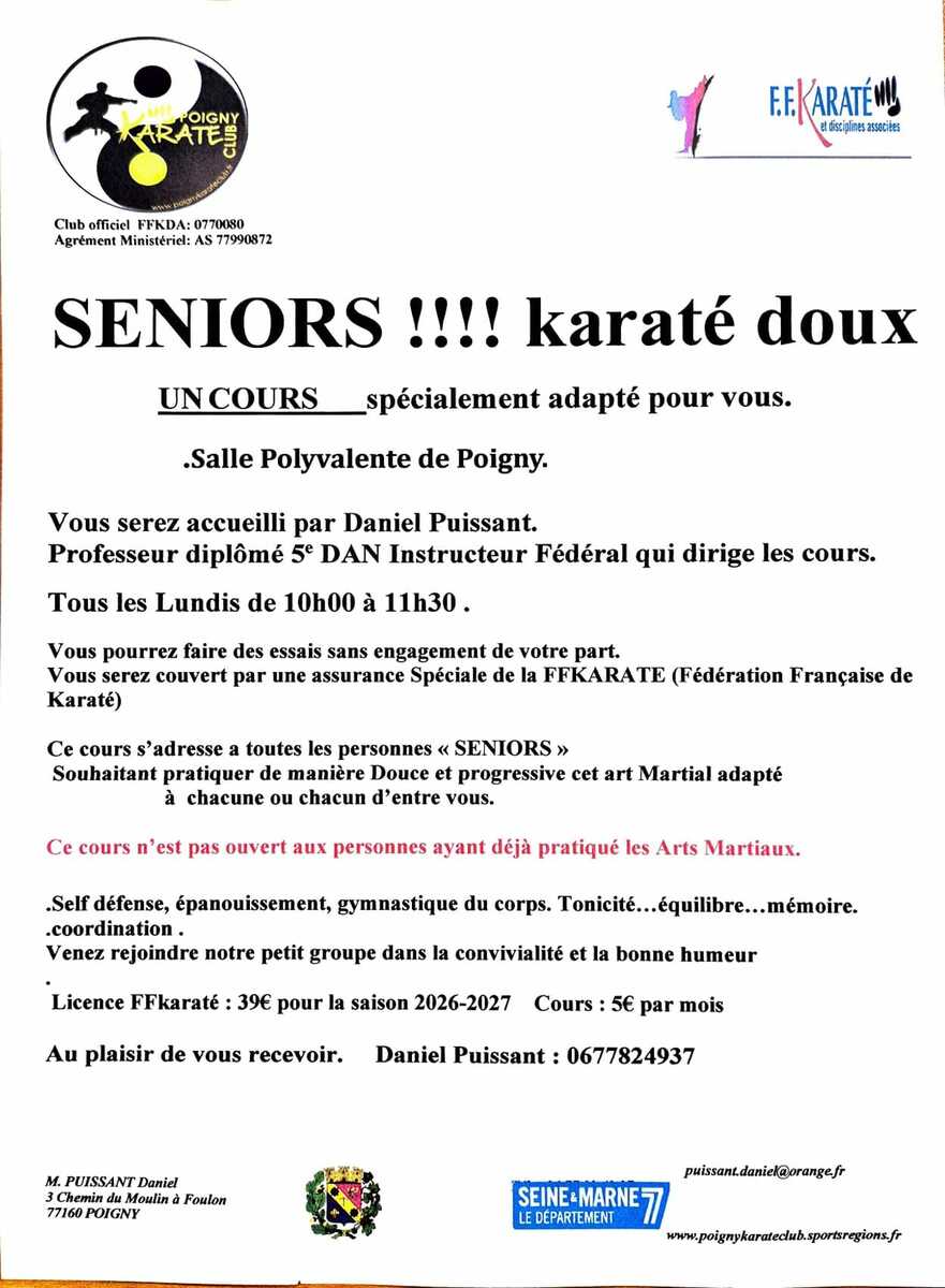 Reprise karaté doux 2026-2027