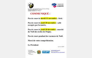 Dates de fermetures novembre décembre 2025