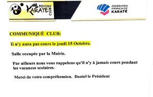 Pas de cours le 15 octobre