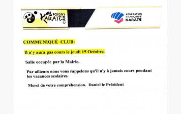 Pas de cours le 15 octobre